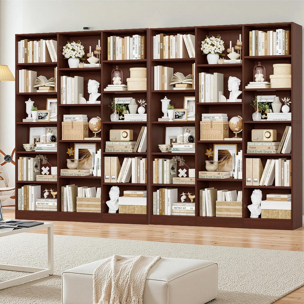 FACBOTALL Triple Wide Bookshelf, Large Bookshelf with 17 Display Shelves