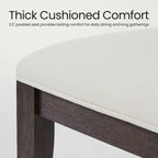 COLAMY Solid Wood Dining Chairs Set of 6, Mid Century Modern Upholstered Kitchen Chairs with 3.3" Thick Cushion, Farmhouse Dining Room Chairs with Level Legs & Wire-Brushed Finish, Brown