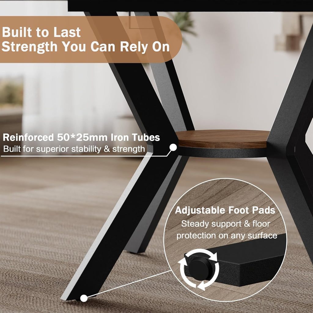 42"-58" Extendable Round Dining Table for 4-6, Kitchen Oval Table with Hidden Leaves & Storage Shelf, Space Saving Modern Design with Sturdy Metal Legs for Kitchen, Dining Room & Small Apartments