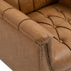 PU Leather Accent Chairs Set of 2, Comfy Club Chair Upholstered Armchair for Living Room, Button Tufted Arm Chair Retro Single Sofa Side Reading Seat for Bedroom (Brown)