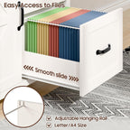 Befrases File Cabinet 3 Drawers Lateral File Cabinet with Adjustable Shelf for Letter/A4 Size Hanging Files, Large Wood File Storage Cabinets Printer Stand for Home Office, Rustic White
