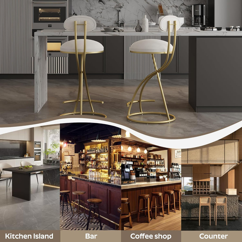 3 Piece Pub Dining Set, Modern Round Bar Table and Chairs for 2, 28" Counter Height Barstools and Glass Kitchen Table Set, 31" Small Dining Table with 2 Velvet Stools
