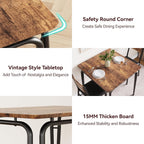 GAOMON 3-Piece Dining Table Set, Sturdy Wooden Square Table and Chair Breakfast Table Set for 2 Person,for Home or Commercial Dining Room,Vintage Brown