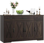 HOSTACK Kitchen Buffet Sideboard Storage Cabinet, Coffee Bar Cabinet, Brown