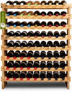 72 Bottle Wine Rack – Modular Freestanding Bamboo Wine Storage Shelf for Home, Kitchen & Cellar – Stackable Wine Organizer Stand