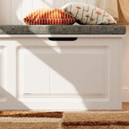 L-Shaped Corner Storage Bench with Cushion, Kitchen Breakfast Nook Entryway Bench with Hidden Space and Shoe Storage, Corner Banquette Benches for Dining Room, Living Room, White & Grey