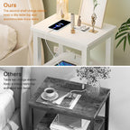 VECELO Modern Nightstands with Charging Station,Side End Table Night Stand with Storage Shelf for Small Spaces, Bedroom,Living Room