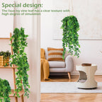 Hoteam 12 Pcs Artificial Hanging Plants 32 Inch Fake Ivy Vines with Fake Leaves Patio Artificial Plants Greenery for Living Room Indoor Outdoor Wall, No Basket (Pothos,Eucalyptus)