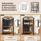 Giantex Record Player Stand with Charging Station, Turntable Stand with Record Storage & 4 Rolling Wheels, Vinyl Record Storage Table up to 250 Albums for Living Room, Bedroom (Dark Brown)