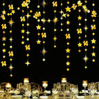 Gold 14th Birthday Decorations Number 14 Circle Dot Star Garland Metallic Hanging Streamer Banner Backdrop for Girls Boys Happy 14 Years Old Fabulous Birthday Fourteen Anniversary Party Supplies