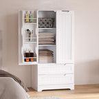 Gizoon Kitchen Pantry Cabinet with Drawers for Ding Room, 47" Small Food Pantry Storage Cabinet with 6 Door Shelves for Snack and Spice, Craft Storage Cabinet for Craft Room, White, Painted