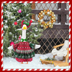 Christmas Porch Goose Outfits for 23 Inch Lawn Statue, Ugly Sweater Costume for Plastic/Cement Statue, Duck Sculpture Clothes for Xmas Winter Yard Patio Party Decoration