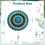 12 Inch Mandala Wind Spinners with Gazing Ball Spiral Tail, Outdoor 3D Stainless Steel Hanging Spinner Mandala Wind Catchers Sculpture for Indoor Outdoor Garden Yard Decoration(Blossom)
