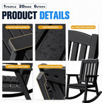 Devoko PP Material Rocking Chair Outdoor Indoor All Weather High Back Patio Rocker for Adult Heavy Duty Rocking Chair for Patio Backyard Porch Garden (Heavy Duty, Black)
