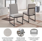 Signature Design by Ashley Tomtyn Dining Chair, Set of 2, Cushioned Polyester Side Chairs with Sturdy Metal Frame, Modern Urban Style for Kitchen or Dining Room, Light Beige & Gunmetal Gray