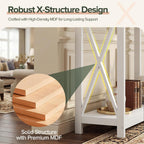 ZenStyle Sofa Side Console Table with 2 Storage Shelves Narrow Accent Table for Entryway/Hallway/Living Room, 39.3in L x 11.8in W x 31.6in H (White, 39.3 inch)