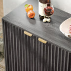 HOMCOM Fluted Sideboard Buffet Cabinet, 55" Modern Accent Console Cabinet with 4 Doors, 2 Adjustable Shelves and 5 Wood Legs, Dark Gray
