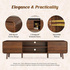 Nasonet 70" Mid Century Modern TV Stand for Tvs up to 80", Entertainment Center with Storage, Sideboard Media Console for Living Room with 2 Sliding Door/Adjustable Shelves, Walnut