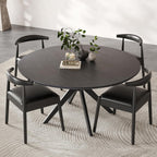 Round Dining Table for 4, Kitchen Table with Intersecting Pedestal Base, for Dining Room, Living Room,Kitchen (Black)