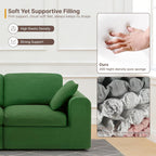 KISLOT 108" Cloud Couch,Sectional No Assembly Required,Modular Sofa with Deep Seat for Living Room,L Shaped Couch with Ottoman Snowflake Fabric and Memory Sponge,Green