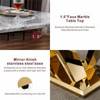 Modern Dining Table 70" Rectangular Kitchen Table with Imitation Marble Grain MDF Wooden Top & Iniregular Gold Base,Faux Marble Dinner Furniture for Kitchen Dining Room/Meeting Room