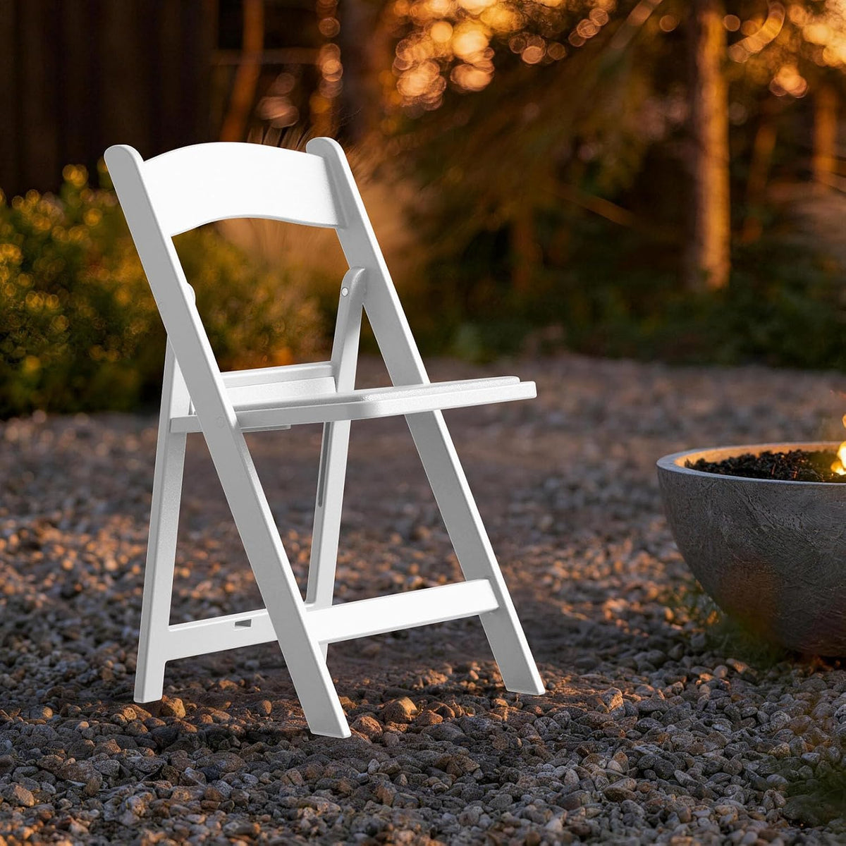 Nazhura Garden and Patio Folding Chair Set of 4 for Events and Wedding, Lightweight with Padded Seat, Water-Proof, Double Braced Frame, Non-Slip Feet, 350LB Capacity (White)