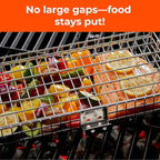 Adjustable Grill Basket w/Removable Handle - 4 Levels of adjustment for endless cooking options - Accessories include basting brush, scrub sponge, & storage bag