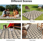 OLANLY Reversible Outdoor Rug 6x9 ft Clearance, Waterproof Outdoor Plastic Straw Rug with Interlacing Pattern, RV Mat for Patio, Camping, Balcony, Deck, Backyard, Black & Beige