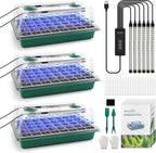 BlumWay Seed Starter Tray with Grow Light,3 Pack 120 Cells Seedling Tray with Humidity Dome/Indoor Grow Kit for Deep-Rooted Seedlings,Adjustable/Timed Light Plant Starter Set