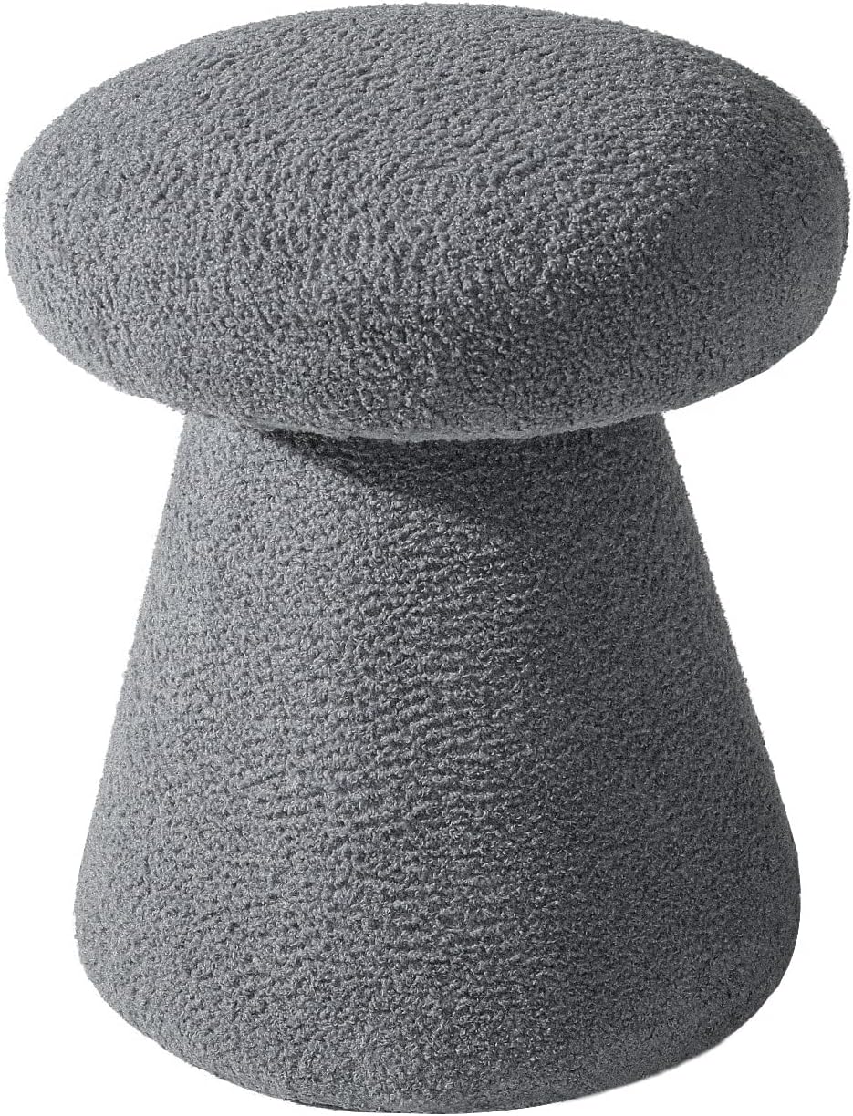 Joveco Ottoman Foot Rest,Mushroom Foot Stool,Upholstered Teddy Velvet Vanity Stools