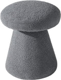 Homebeez Mushroom Ottoman Foot Stool, 18 inch Teddy Fleece Small Footrest, Round Sherpa Pouf for Living Room, Bedroom, Cute Modern Accent Seating, Slate Gray