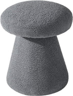 Homebeez Mushroom Ottoman Foot Stool, 18 inch Teddy Fleece Small Footrest, Round Sherpa Pouf for Living Room, Bedroom, Cute Modern Accent Seating, Slate Gray