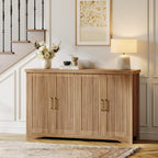 Memobarco Fluted Buffet Cabinet with Storage Accent Sideboard,Modern Credenza with 4 Doors & Adjustable Shelves,Wood Coffee Bar Table Console for Dining Room Kitchen Living Room Entryway,Natural Oak