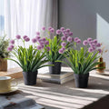 3 Pack Fake Small Plant in Pot Artificial Potted Flowers for Home Decor Fake Flower Plant Greenery Mini Faux Plant for Indoor Bedroom Living Room Office Shelf Bathroom Farmhouse Decor (Type 4)