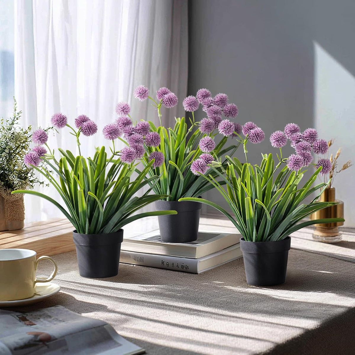 3 Pack Fake Small Plant in Pot Artificial Potted Flowers for Home Decor Fake Flower Plant Greenery Mini Faux Plant for Indoor Bedroom Living Room Office Shelf Bathroom Farmhouse Decor (Type 4)