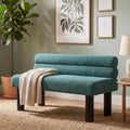 Christopher Knight Home Wally Fabric Upholstered Dining Bench, Long Dining Room Chair, Wooden Entryway Bench, Bedroom End of Bed Bench, Teal Green+Black