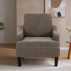 Accent Chair for Living Room,Mid-Century Arm Chair Chenille Fabric Living Room Chairs,Upholstered Reading Chair for Bedroom,Single Sofa Chair with Wood Legs for Apartment (Brown)
