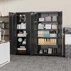 Greenvelly Steel SnapIt Storage Cabinet, 72" Locking Metal Garage Storage Cabinet with 4 Adjustable Shelves, 2 Doors and Lock for File, Office, Garage, Home (Black)