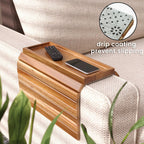 Sofa Arm Tray,Acacia Wood Folding Couch Arm Tray,Sofa Armrest Trays with Anti-Slip Pad for Drinks,Snacks,Phone,Remote Control 2 PC