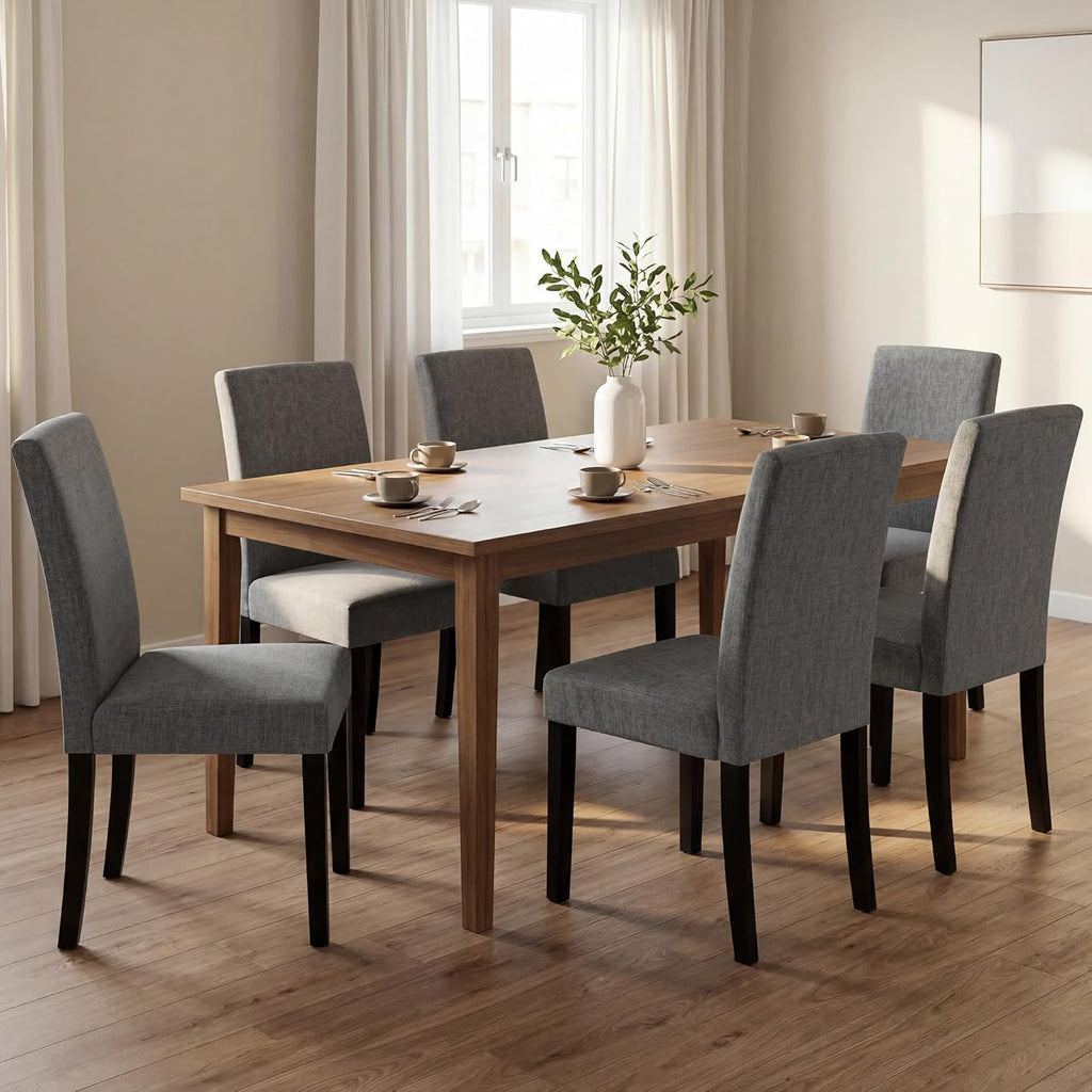 Modern Fabric Dining Chairs,Elegant Design Kitchen & Dining Room Chairs with High Back for Home Dining Space (Gray, Set of 2)