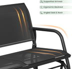 KROFEM Outdoor Glider Bench, Glider Bench for Outside Patio, Black | High Backrest and Breathable Mesh Fabric, Yard Porch Loveseat, Outside Rocking Swing Chair, Heavy Duty Metal, Clearance