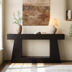 LITTLE TREE 63" Farmhouse Console Table with Storage, Rustic Sofa Table for Entryway, Narrow Long Sofa Table Behind Couch, Console Table for Living Room, Hallway—Versatile Storage Solution, Black