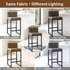 FIRAVOE Bar Stools Set of 3, Upholstered PU Leather Counter Height Barstools with Low Back and Thickened Metal Legs, Modern Chairs for Kitchen Island, Bar (Coffee Brown, 3Pcs 26" Counter Stools)