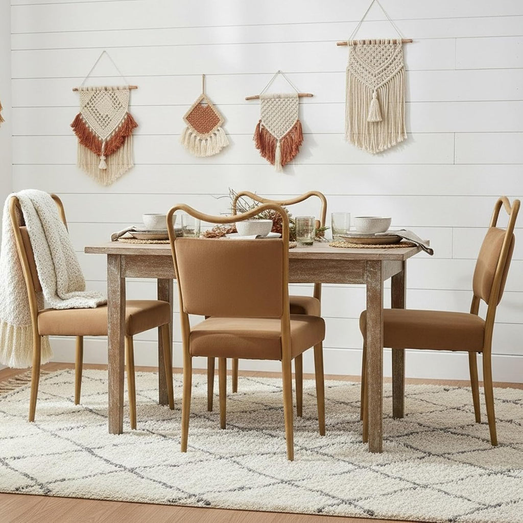 Velvet Dining Chairs Set of 4, Upholstered Dining Chairs with Wood Grained Metal Frame, Mid Century Modern Velvet Chairs for Dining Room, Kitchen and Restaurant,Velvet Brown