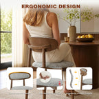 Dining Chairs Set of 4, Upholstered Farmhouse Dining Room Chairs with Soild Wood Legs, Modern Fabric Kitchen Chairs with Ergonomic Curved Backrest, Gray