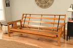 Kodiak Furniture Monterey Futon Set, No Drawers, with Butternut Base and Oregon Trail Saddle Mattress