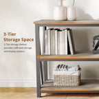 IDEALHOUSE Industrial Entryway Table, 47 in Narrow Long Console Table with Storage, 3 Tier Wood Console Table for Living Room, Farmhouse Sofa Tables Behind Couch, Hallway Table for Foyer-Grey
