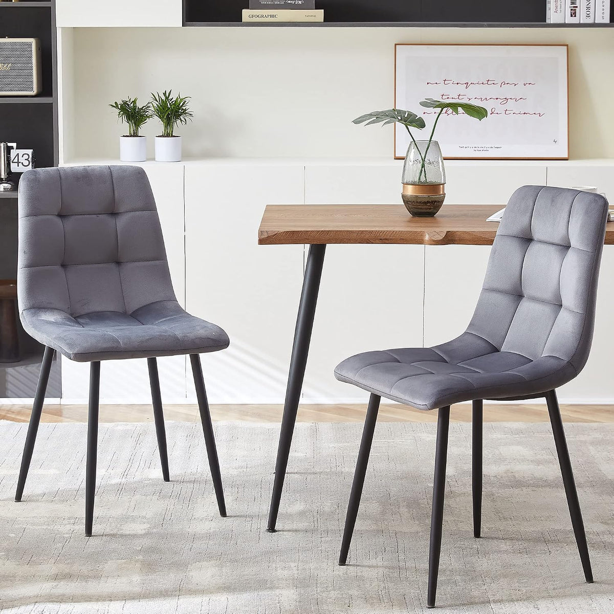 Rectangular Dining Table Set with Upholstered Chairs - Modern Kitchen Table and Chairs Set of 4 for Small Spaces - Grey