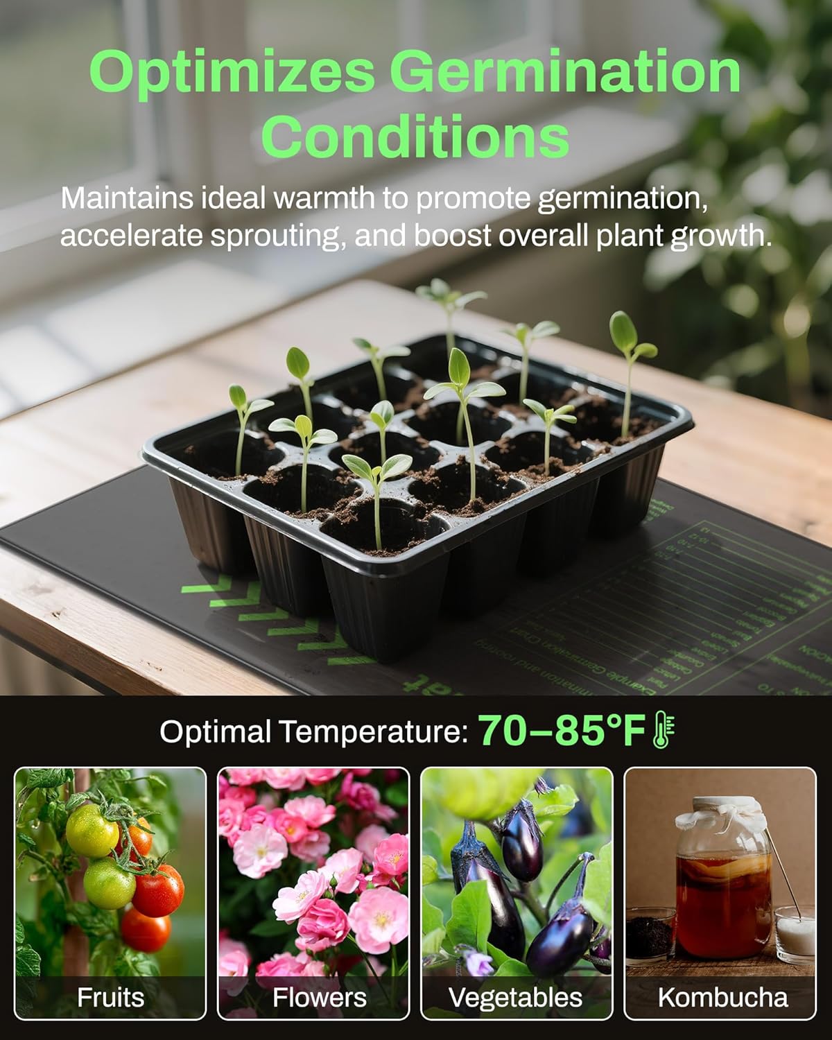 BN-LINK Durable Seedling Heat Mat for Seed Starting 10" x 20.75", 4 Pack Waterproof Warming Mat for Plants Germination, Plant Heating Pad for Indoor Growing, Hydroponic, Greenhouse, ETL Listed
