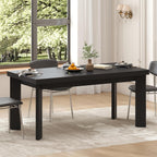 Bigbiglife 63 Inch Dining Table for 6, Indoor Outdoor Dining Table with Wood Legs, Kitchen Table with Large Tabletop, Rectangular Dinner Table for Dining Room, Living Room, Kitchen, Black